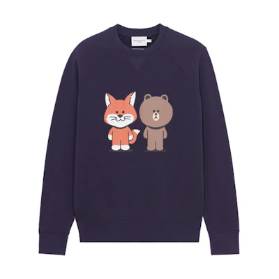 Maison Kitsune LINE FRIENDS SS21 Cartoon Print White Unisex Long Sleeve Sweater SPLNU00300-EC