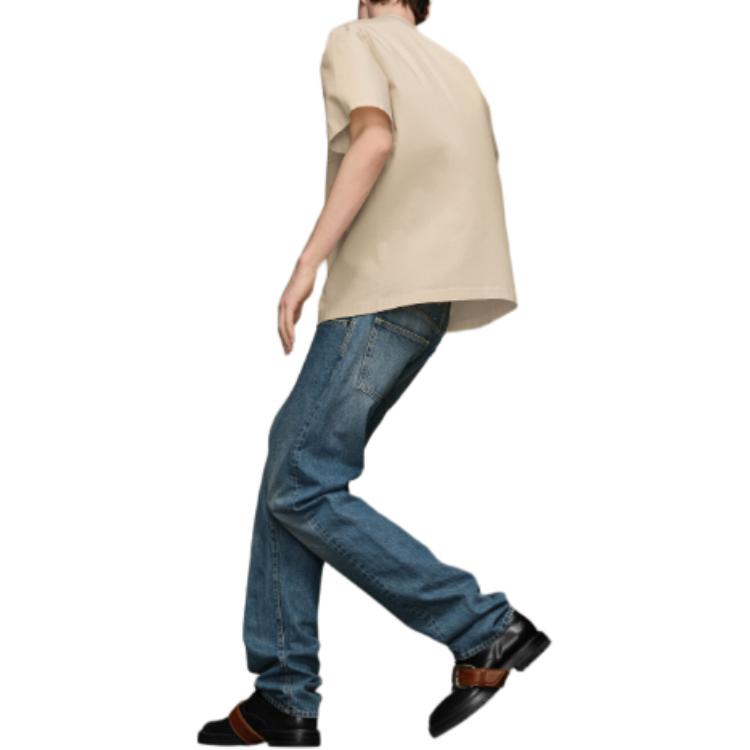 Shop メゾン マルジェラ ベージュ レタープリント クルーネック 半袖Tシャツ S50GC0703S23883-118