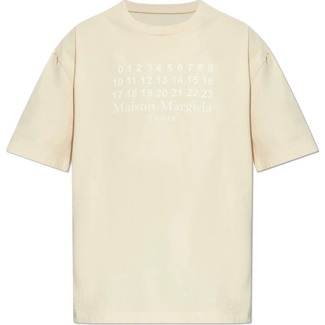 Maison Margiela  Beige Numeric Print Graphic Crewneck T-Shirt S50GC0716S24567104