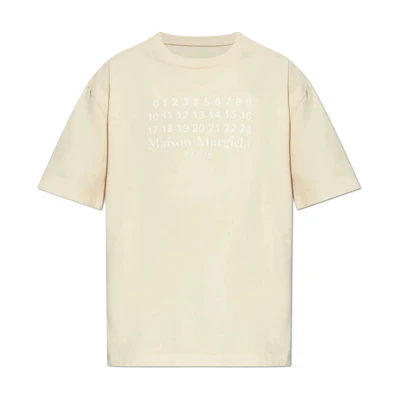 Maison Margiela Beige Numeric Print Graphic Crewneck T-Shirt S50GC0716S24567104