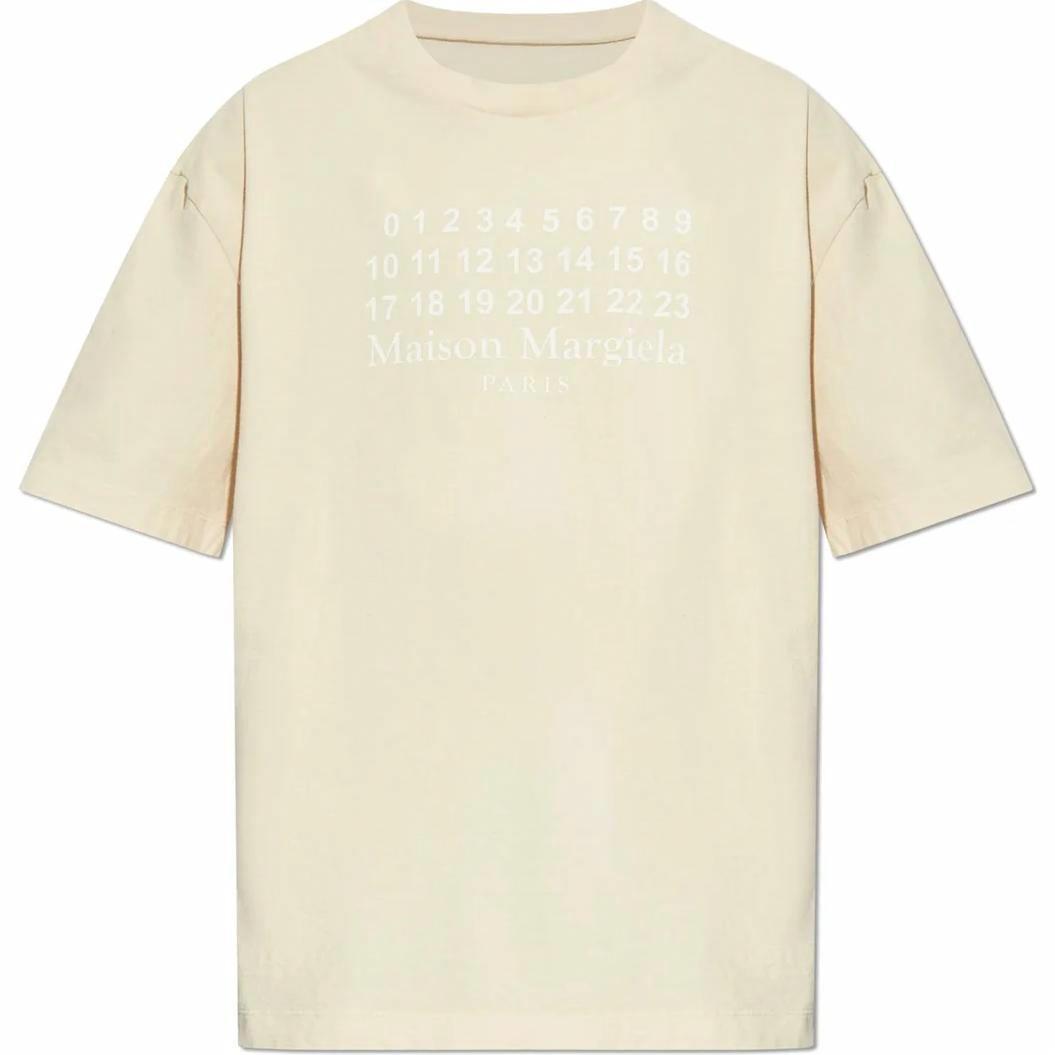 Order 메종 마르지엘라 베이지 넘버 프린트 그래픽 크루넥 티셔츠 S50GC0716S24567104