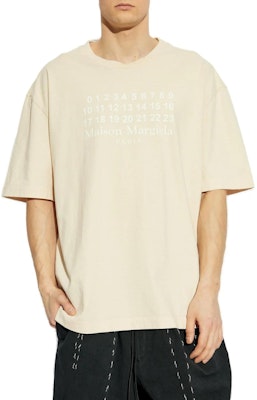 Maison Margiela 米白色數字印花圖案圓領T恤 S50GC0716S24567104 Shop Maison Margiela 米白色數字印花圖案圓領T恤 S50GC0716S24567104