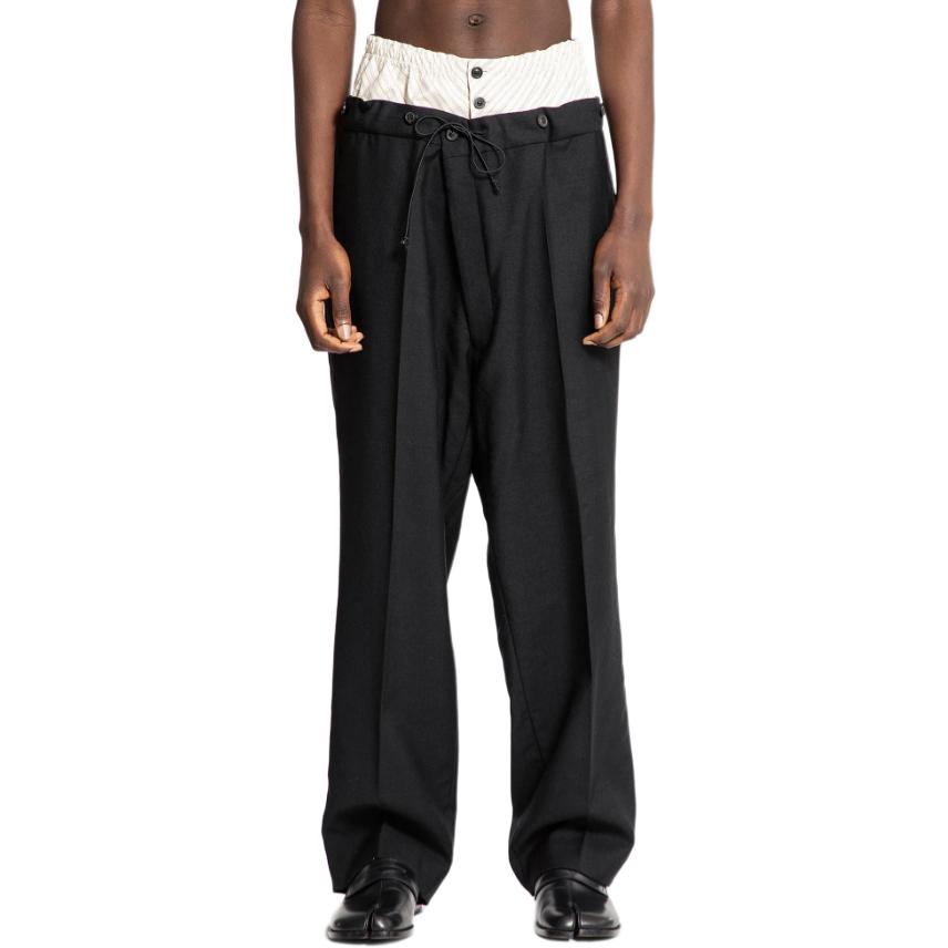 Maison Margiela  Black & White Wide-Leg Drawstring Casual Pants S50KA0658M35415900