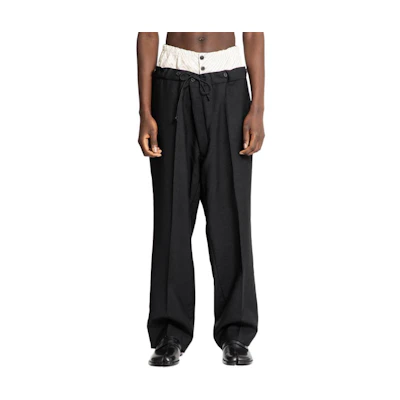 Maison Margiela Black & White Wide-Leg Drawstring Casual Pants S50KA0658M35415900
