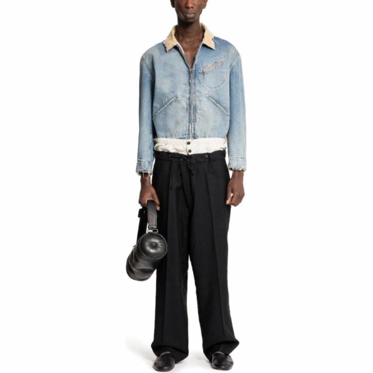 Purchase 메종 마르지엘라 블랙&화이트 와이드레그 스트링 캐주얼 팬츠 S50KA0658M35415900