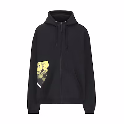 Maison Margiela Black Graphic Print Zip Hoodie Relaxed Fit. S50HG0045S25570861
