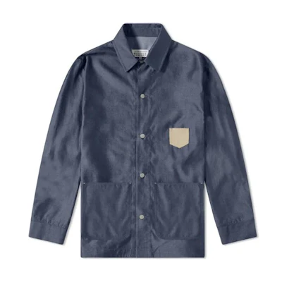 Maison Margiela Blue Patchwork Collared Long-Sleeve Shirt S50AM0539S30771470