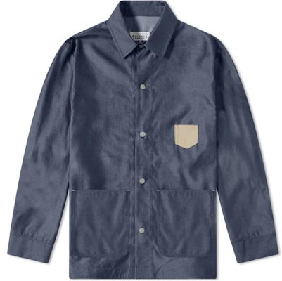 Maison Margiela 藍色拼接長袖襯衫 S50AM0539S30771470 Order Maison Margiela 藍色拼接長袖襯衫 S50AM0539S30771470