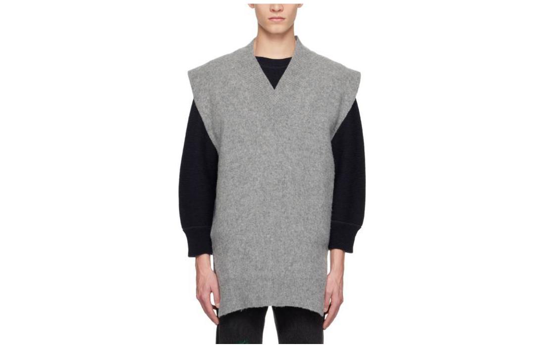 Buy Maison Margiela  Gray Solid V-Neck Loose Pullover Sleeveless Vest S50TH0058S18146-853M
