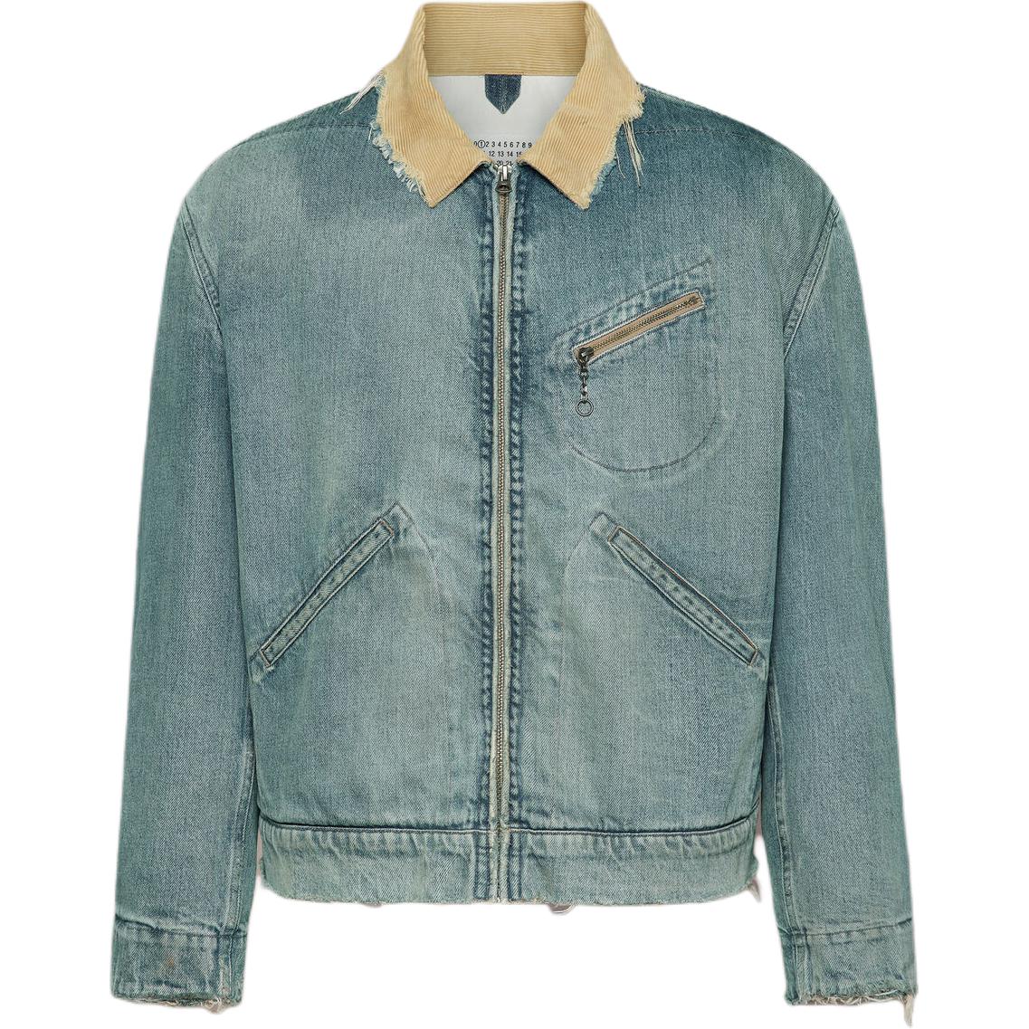 Maison Margiela  Light Blue Zipper Jacket with Lapel Design. S50AM0636S30383961