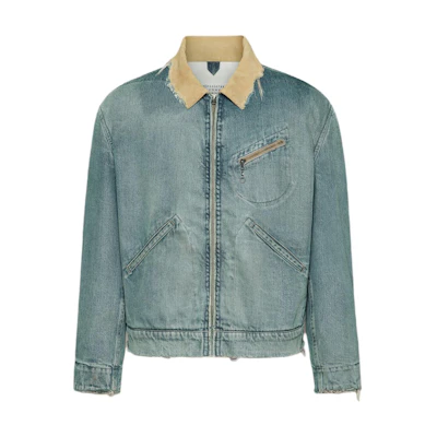 Maison Margiela Light Blue Zipper Jacket with Lapel Design. S50AM0636S30383961
