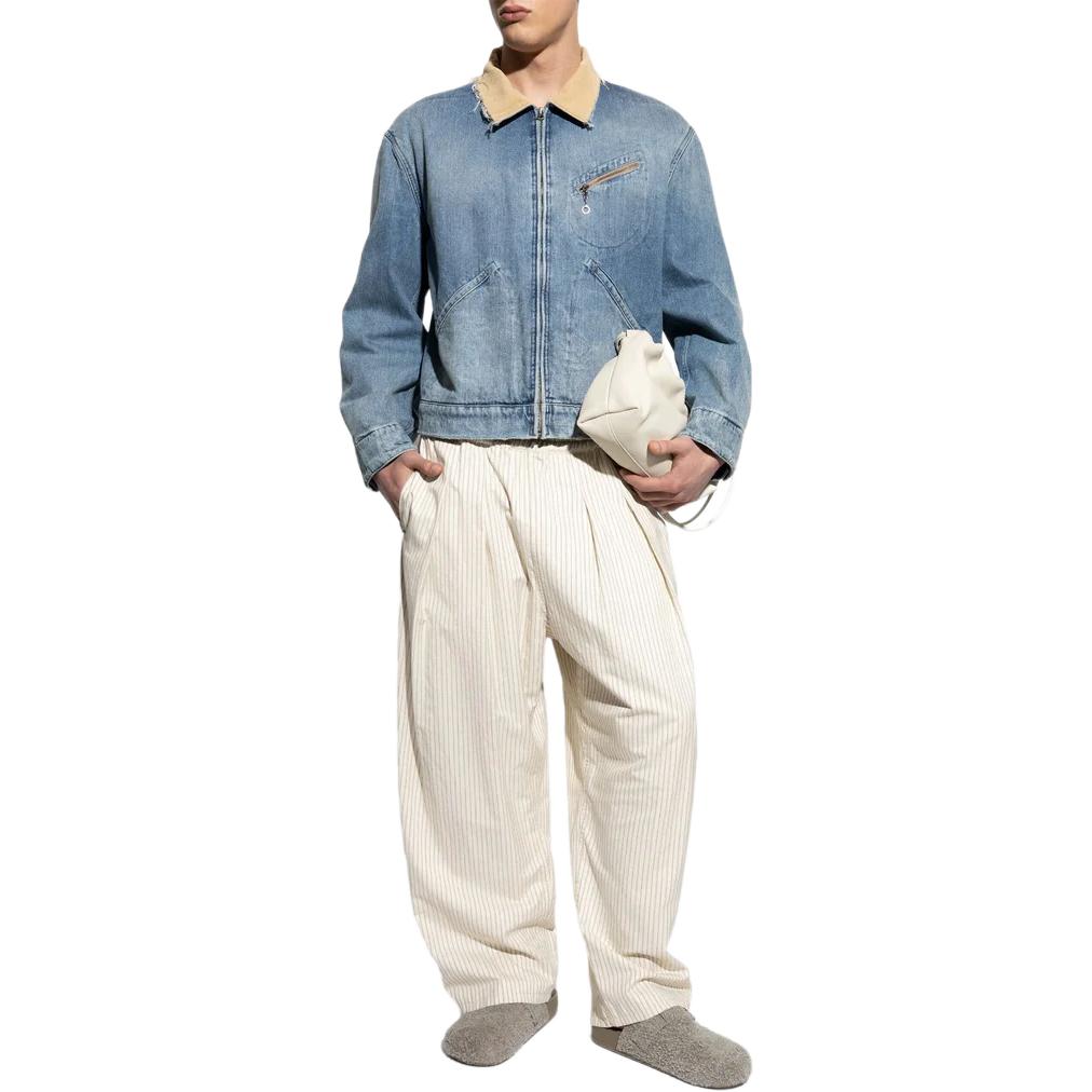 Shop Maison Margiela Jaket Biru Muda dengan Desain Ritsleting dan Kerah. S50AM0636S30383961