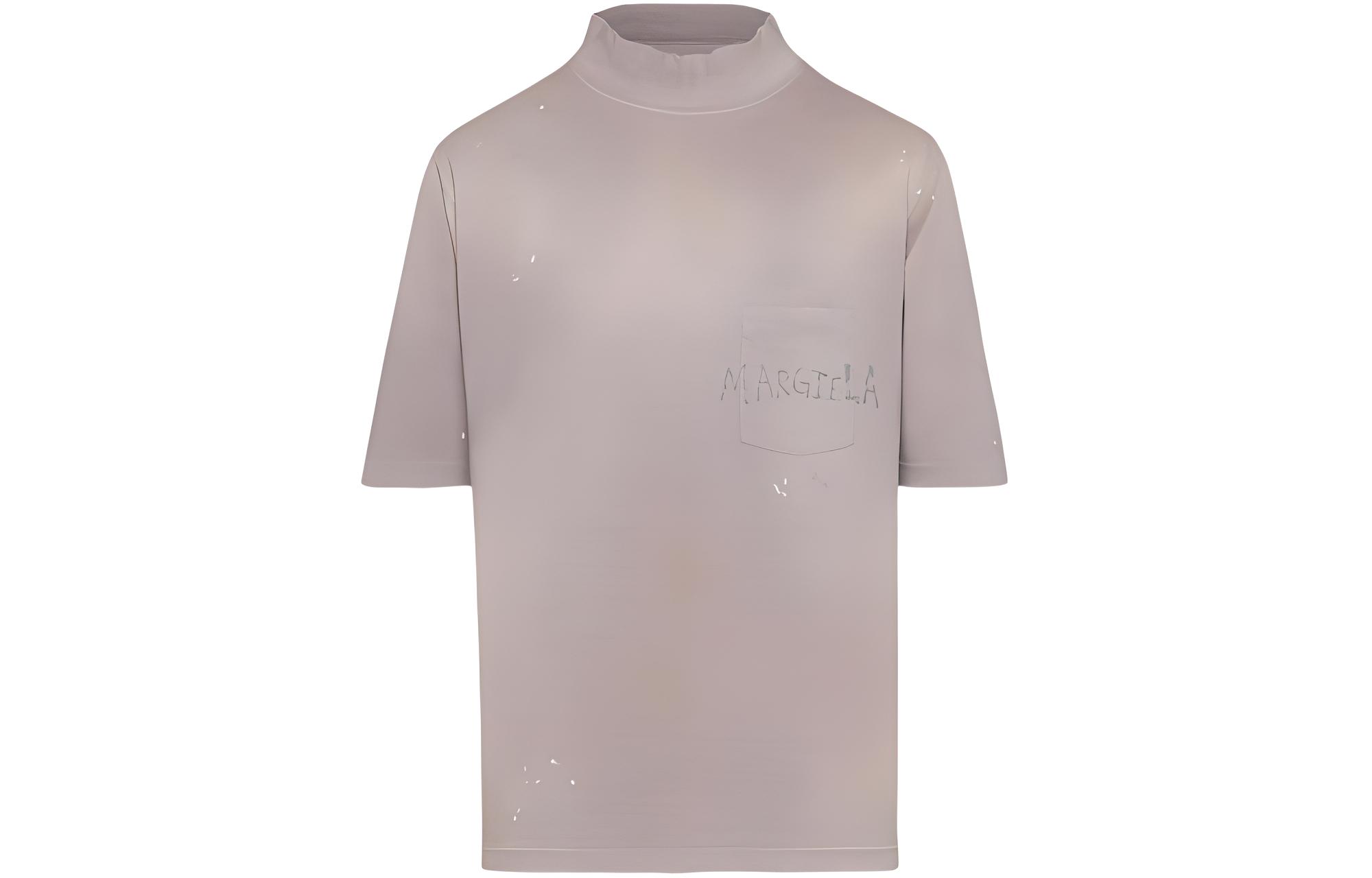Maison Margiela  Lilac High-Neck Short-Sleeve T-Shirt with Letter Print. S50GC0695S24567-222