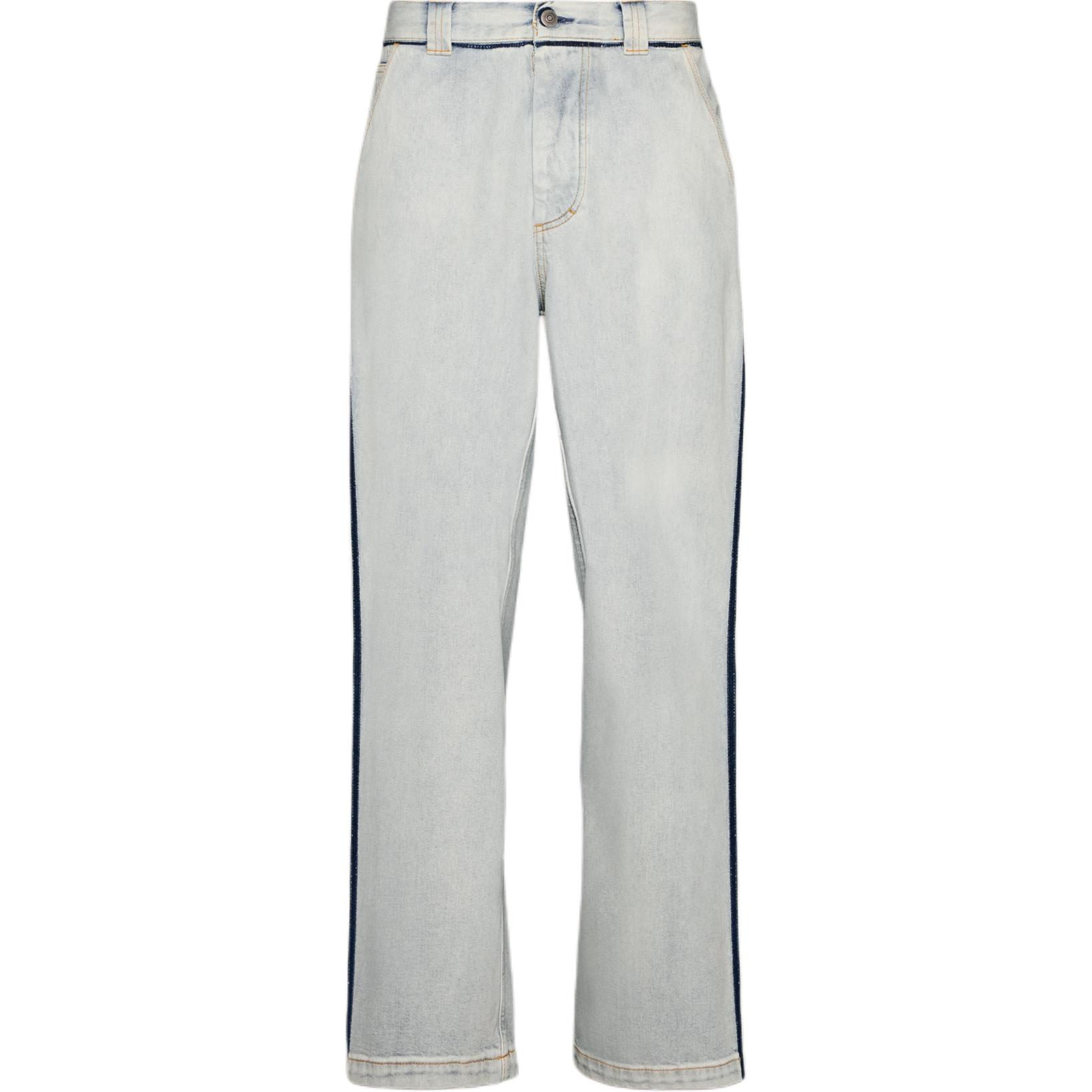 Maison Margiela  Loose Fit Washed Asymmetric Pocket Button Jeans Light Blue S50LA0222S30870965
