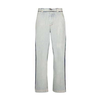 Maison Margiela Loose Fit Washed Asymmetric Pocket Button Jeans Light Blue S50LA0222S30870965