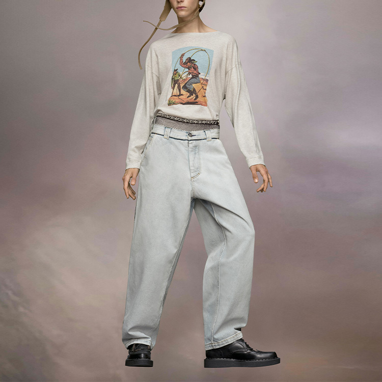 Lookbook Maison Margiela 宽松版水洗不对称口袋纽扣牛仔裤 浅蓝色 S50LA0222S30870965