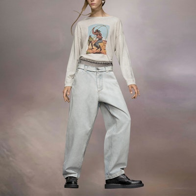 Maison Margiela 宽松版水洗不对称口袋纽扣牛仔裤 浅蓝色 S50LA0222S30870965 Lookbook Maison Margiela 宽松版水洗不对称口袋纽扣牛仔裤 浅蓝色 S50LA0222S30870965