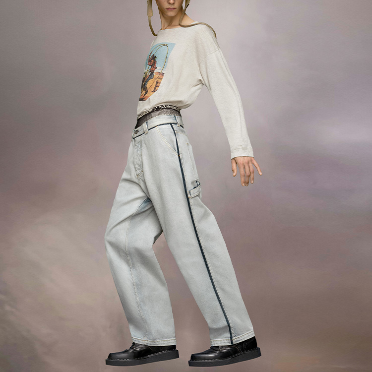 Purchase Maison Margiela 宽松版水洗不对称口袋纽扣牛仔裤 浅蓝色 S50LA0222S30870965