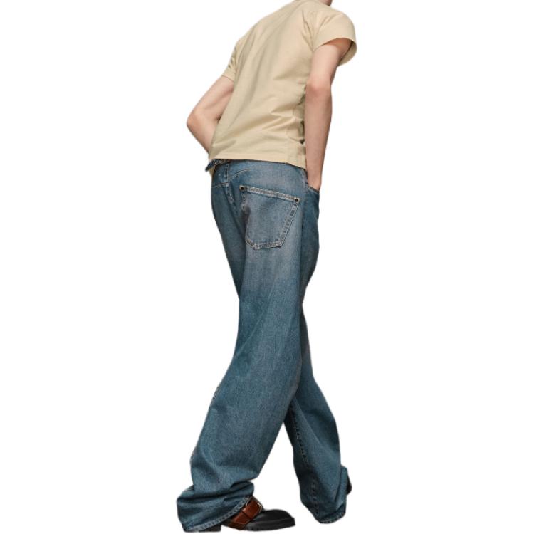 Purchase Maison Margiela Seluar Jeans Biru Potongan Longgar Mid-Rise Wide-Leg S50LA0234S30561985