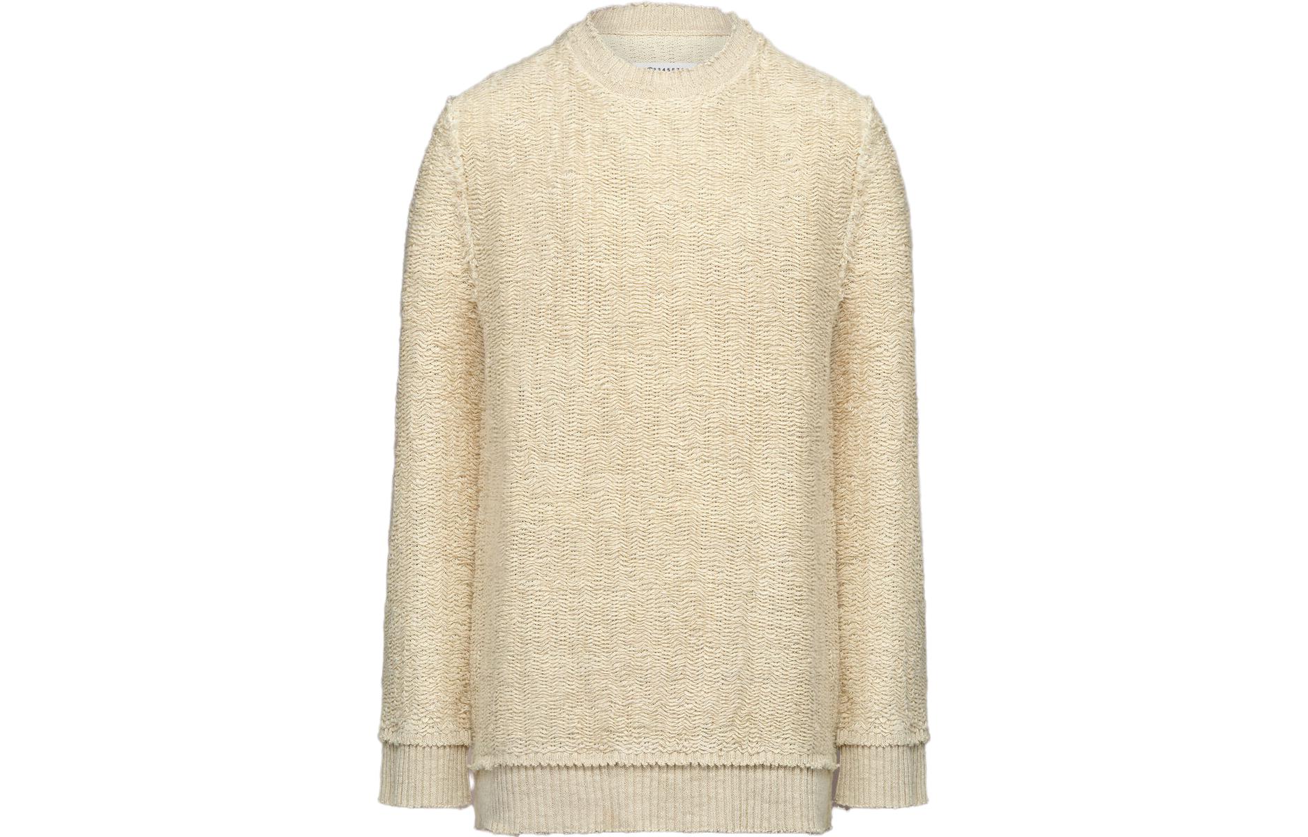 Order Maison Margiela Off-White Sweater Lengan Panjang Distressed Crewneck. S51HL0001S181981-09F