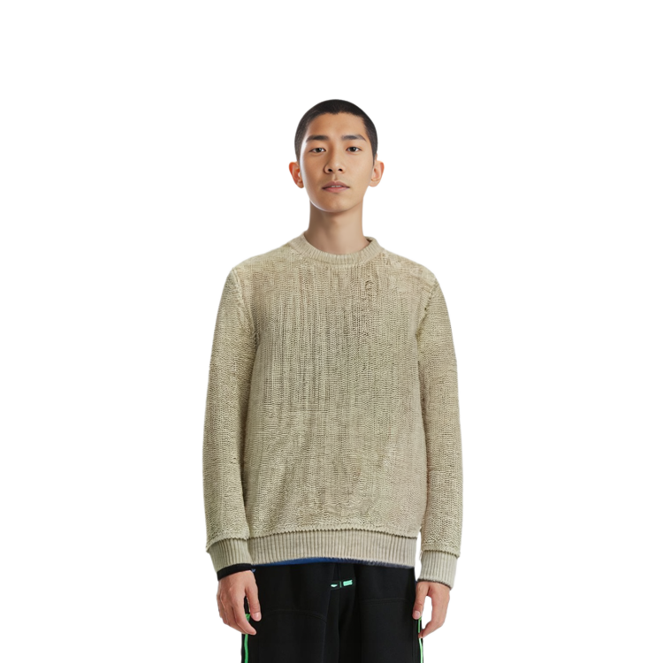 Lookbook Maison Margiela Off-White Sweater Lengan Panjang Distressed Crewneck. S51HL0001S181981-09F