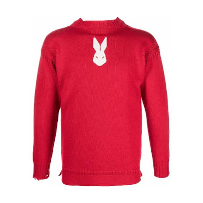 Maison Margiela Red Knit Wool Sweater with Bunny Print S30HB0279S17900312