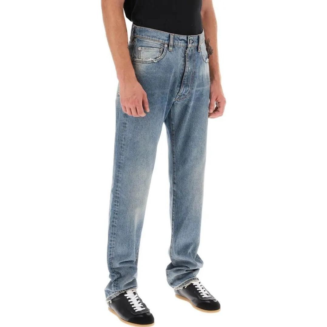 Shop Maison Margiela Jeans Slim Fit Lavados con Cremallera Larga de Denim S67LA0027S30561-984