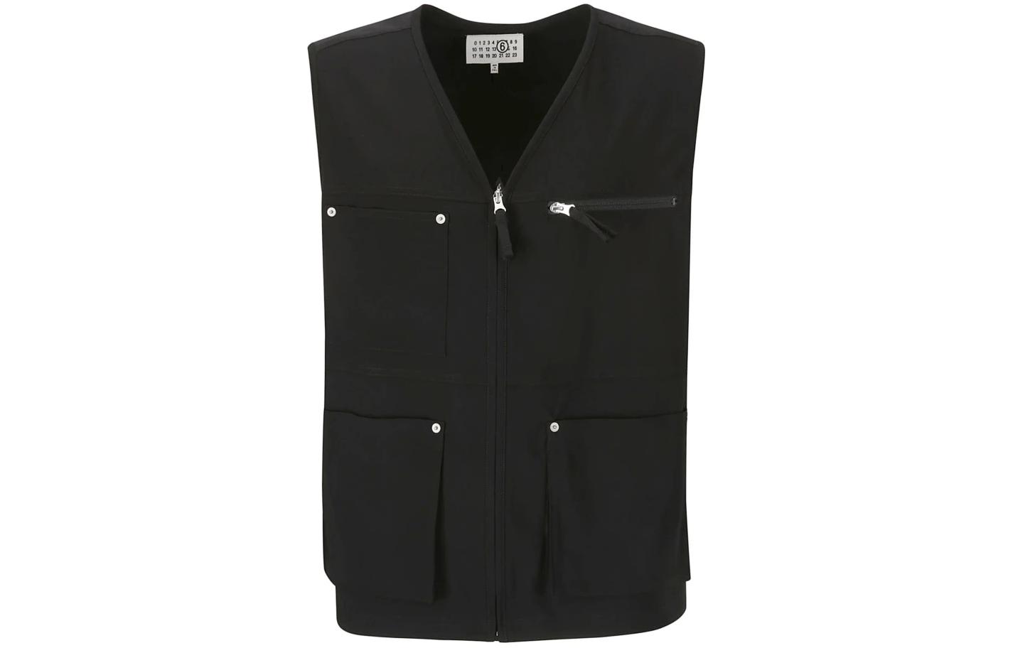 Order 马吉拉 修身无袖V领拉链背心 - 黑色 SH0FB0001S78536-900