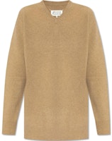 Maison Margiela Yellow Solid V-Neck Pullover Long Sleeve Sweater S50HN0006M13058124M Maison Margiela Yellow Solid V-Neck Pullover Long Sleeve Sweater S50HN0006M13058124M