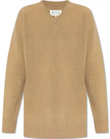 Order Maison Margiela Yellow Solid V-Neck Pullover Long Sleeve Sweater S50HN0006M13058124M