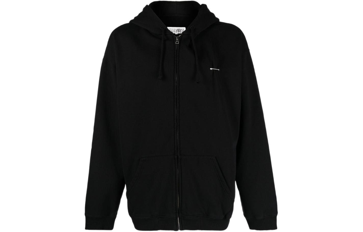 Maison Margiela Black Solid Oversized Zip-Up Hoodie for Men M25003SH0HG0003