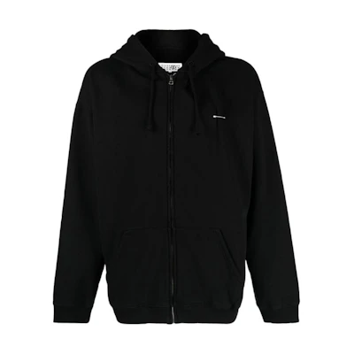 Maison Margiela Black Solid Oversized Zip-Up Hoodie for Men M25003SH0HG0003