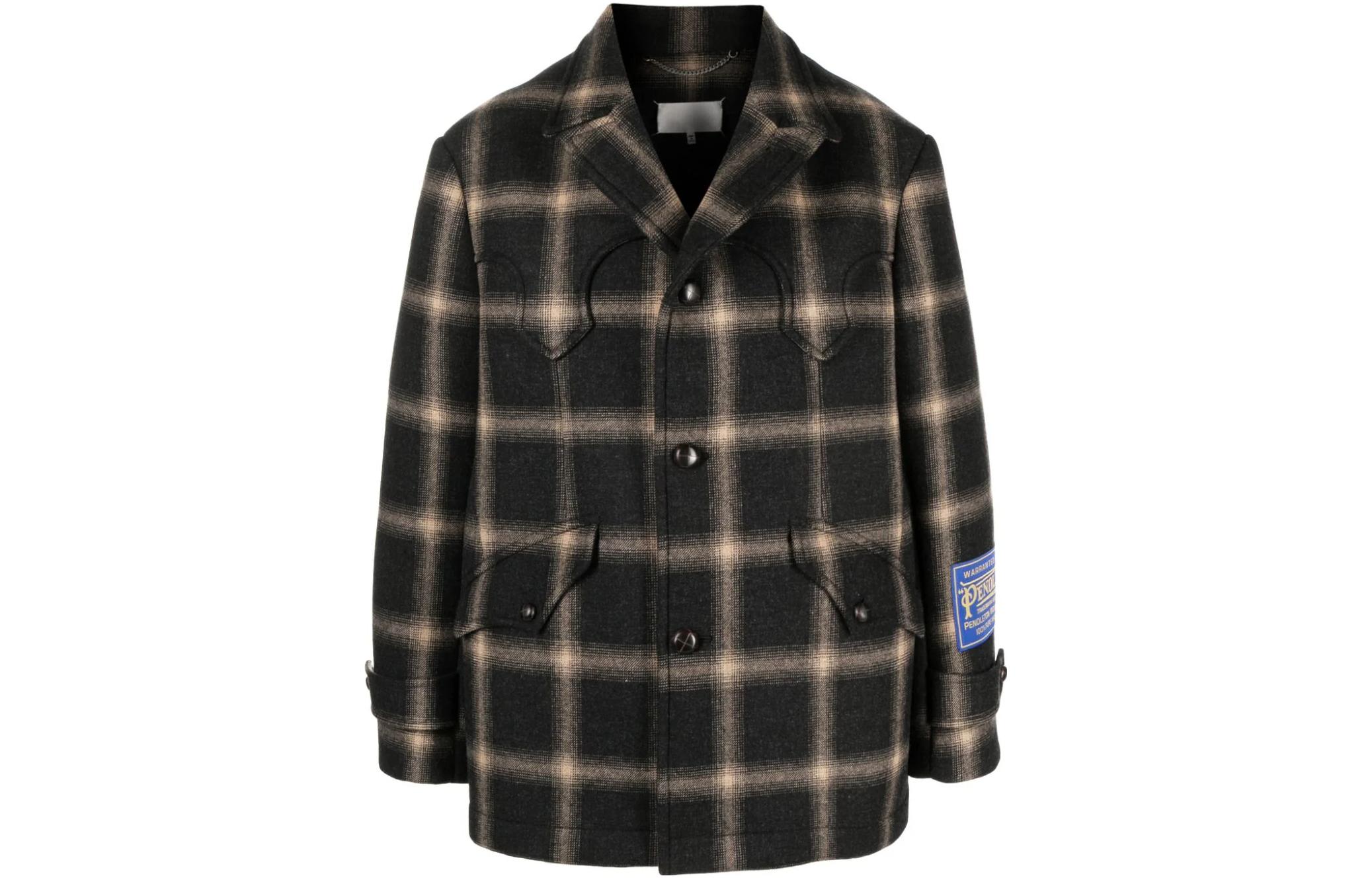 Order Maison Margiela 棕色格紋單排扣寬鬆西裝外套（男女皆宜） S67AM0066S78242001