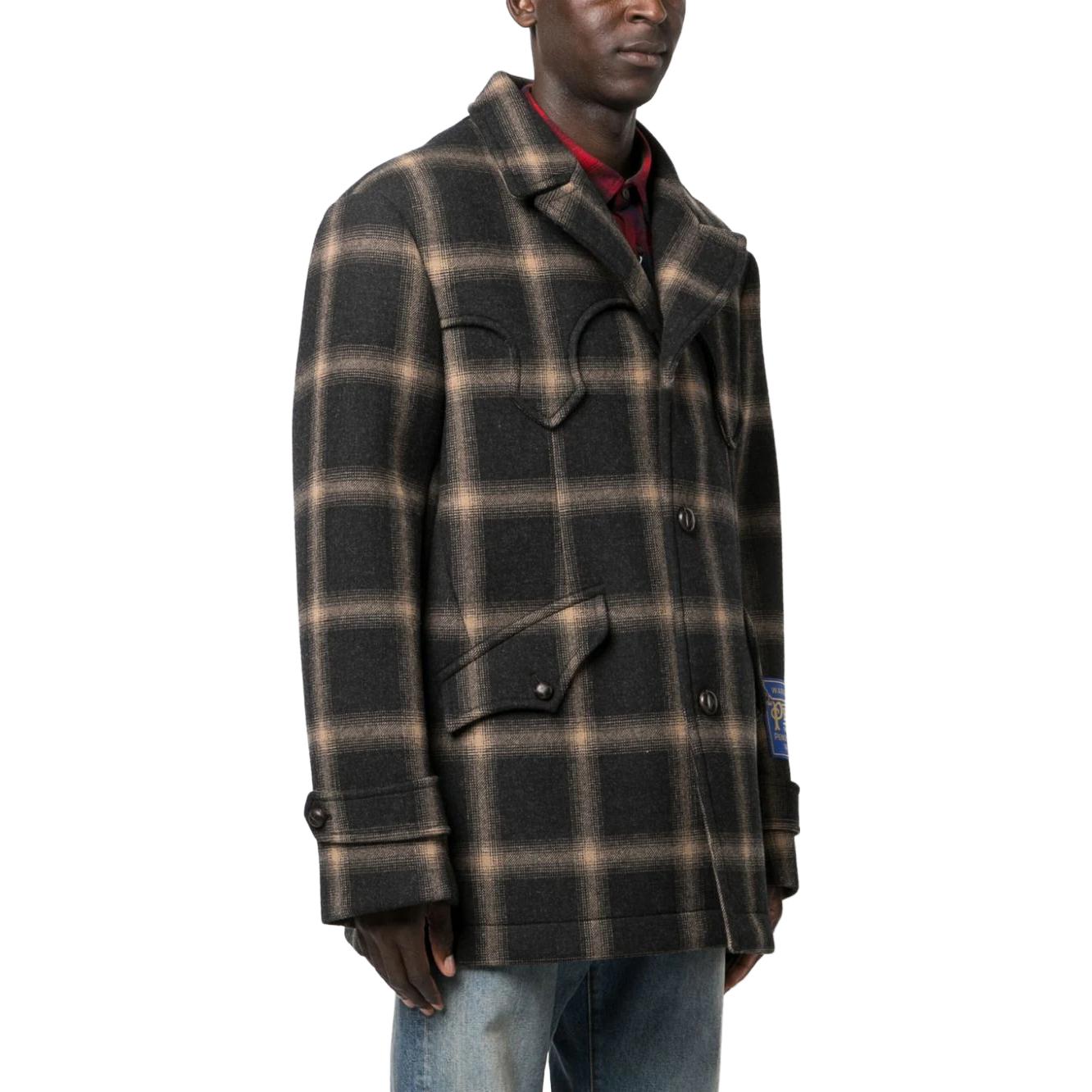 Purchase Maison Margiela 棕色格紋單排扣寬鬆西裝外套（男女皆宜） S67AM0066S78242001