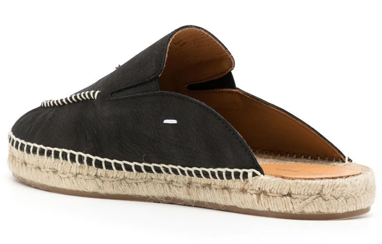 Maison Margiela Calfskin Embroidered Straw 'Black Fashion Slides' 圖 4