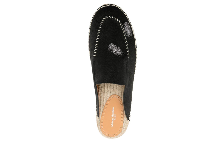 Maison Margiela Calfskin Embroidered Straw 'Black Fashion Slides' 圖 5