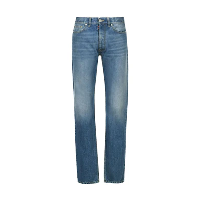 Maison Margiela Clean Washed Loose Fit Straight Cotton Jeans Men Blue SI1LA0001S30561