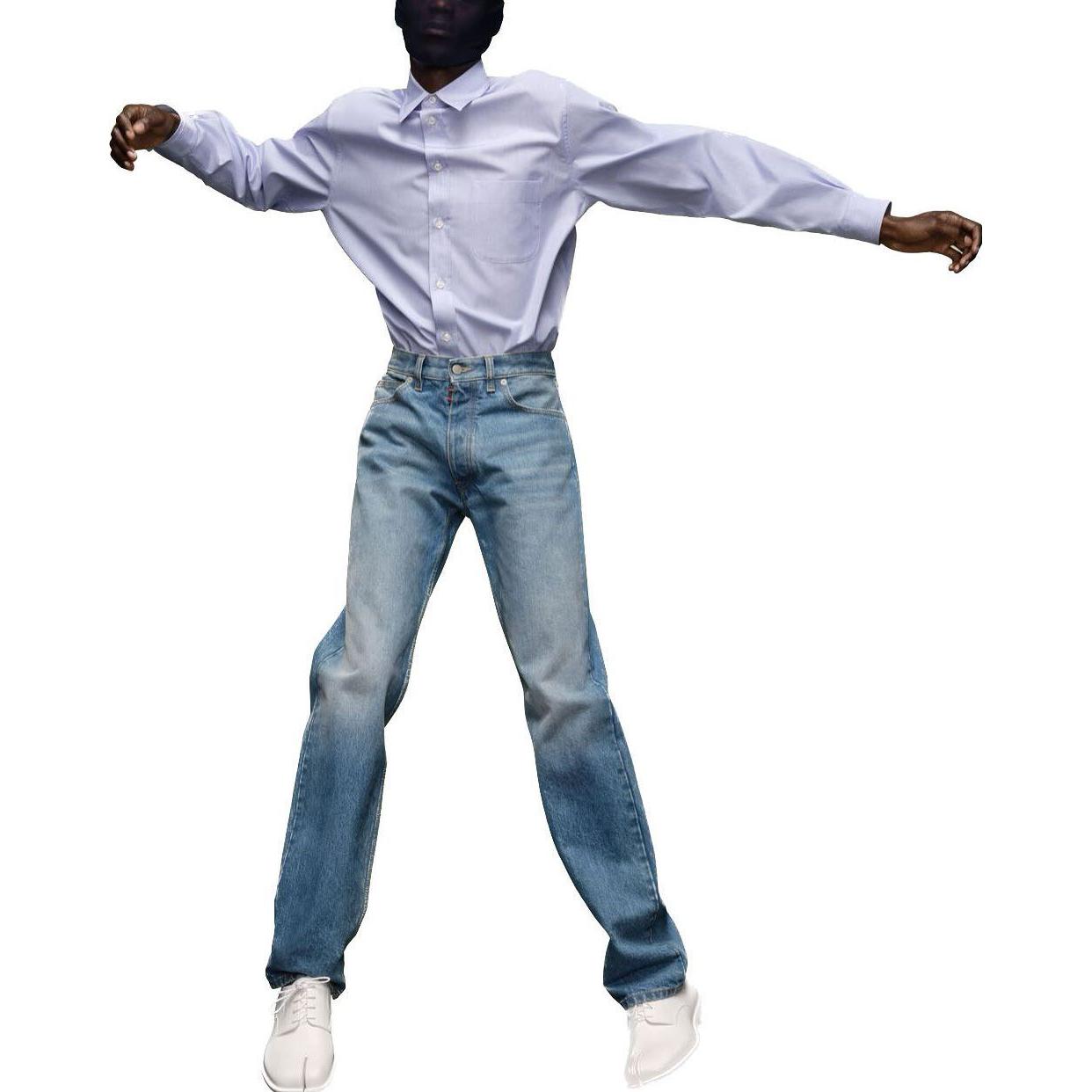 Lookbook Maison Margiela Jeans Hombre Azul Corte Recto Ajuste Suelto Algodón Lavado Limpio SI1LA0001S30561