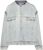 Maison Margiela Collarless Denim Jacket Light Blue Loose Fit Outerwear S50AM0611S30870965 Maison Margiela Collarless Denim Jacket Light Blue Loose Fit Outerwear S50AM0611S30870965