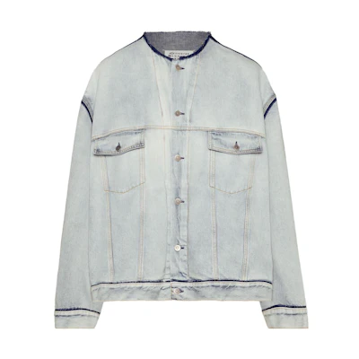 Maison Margiela Collarless Denim Jacket Light Blue Loose Fit Outerwear S50AM0611S30870965