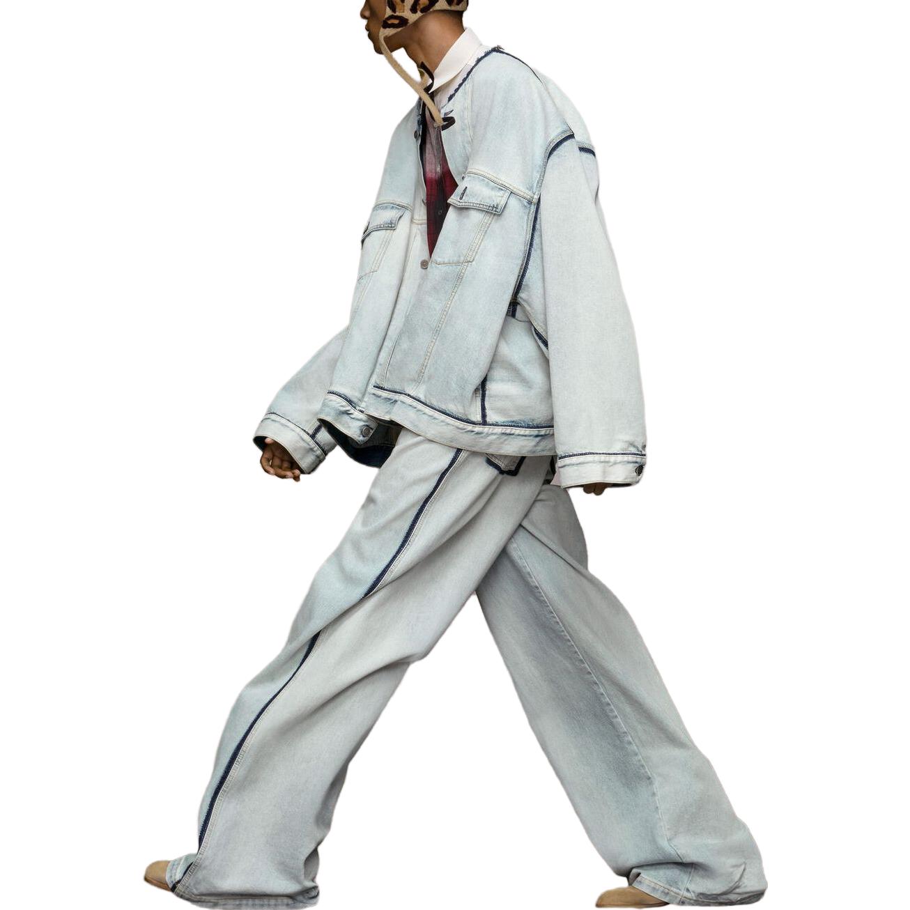 Purchase Maison Margiela 無領淺藍色牛仔外套 寬鬆版型 外穿 S50AM0611S30870965