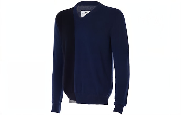 Maison Margiela Contrast V-Neck Long Sleeve Sweater Blue 1420057M13512 Shop Maison Margiela Contrast V-Neck Long Sleeve Sweater Blue 1420057M13512