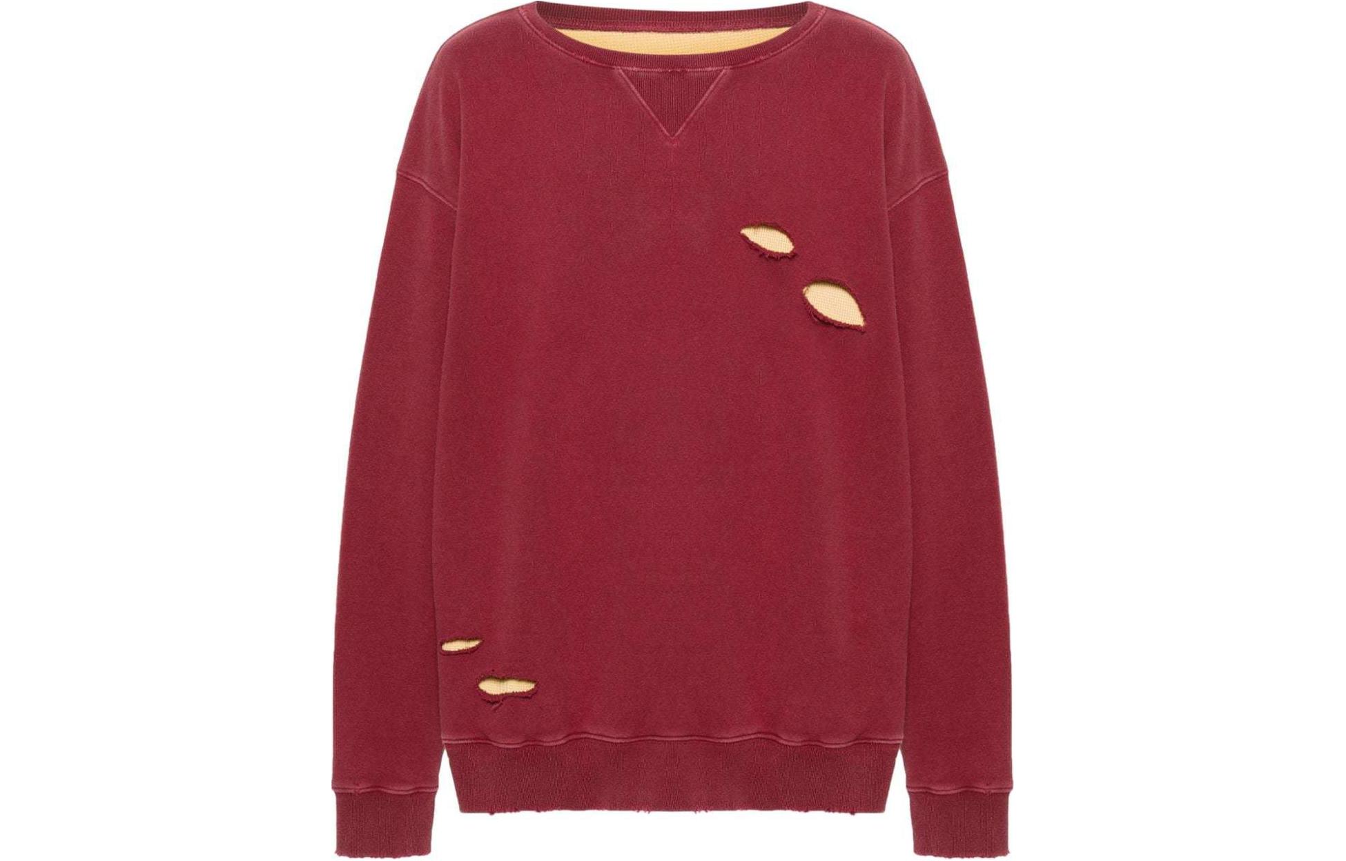 Maison Margiela Distressed Pullover Hoodie Blue - Fashion Staple S50GU0217S25570524