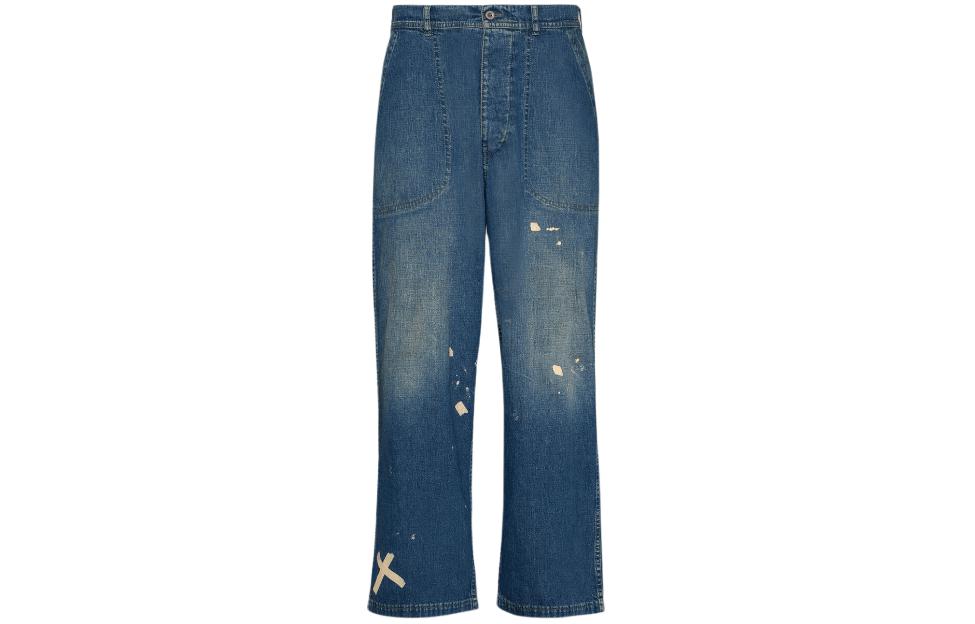Maison Margiela Distressed Mid-Rise Relaxed Fit Jeans  Blue Denim. S50KA0646S30877-961