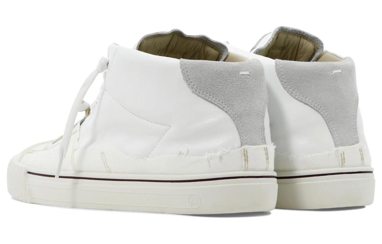 Shop Maison Margiela Evolution Sepatu High Top 'Kulit & Kanvas Putih' S57WS0390P5063H8548