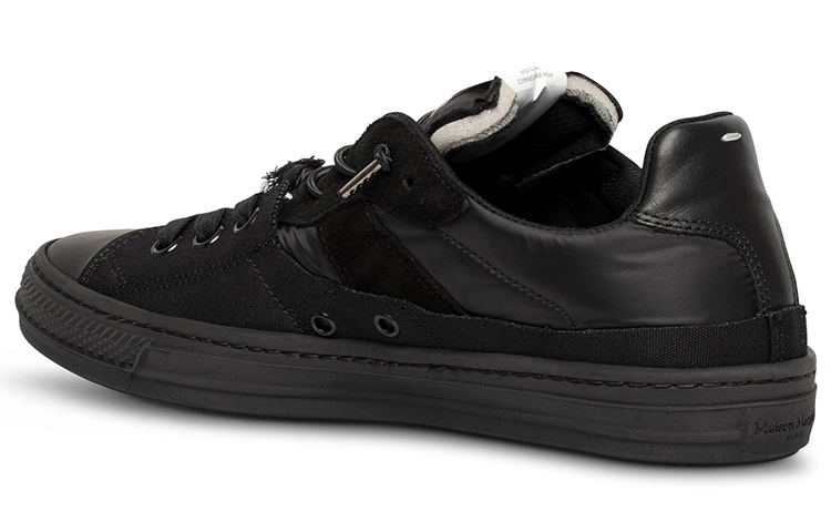 Shop 梅森馬吉拉 Evolution 皮革 低幫 休閒系帶 時尚板鞋 男款 黑色