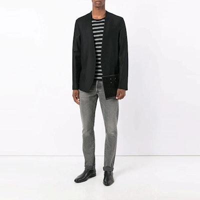 Maison Margiela FW21 Blazer Negro Sin Cuello S50BN0318S47782900 Lookbook Maison Margiela FW21 Blazer Negro Sin Cuello S50BN0318S47782900