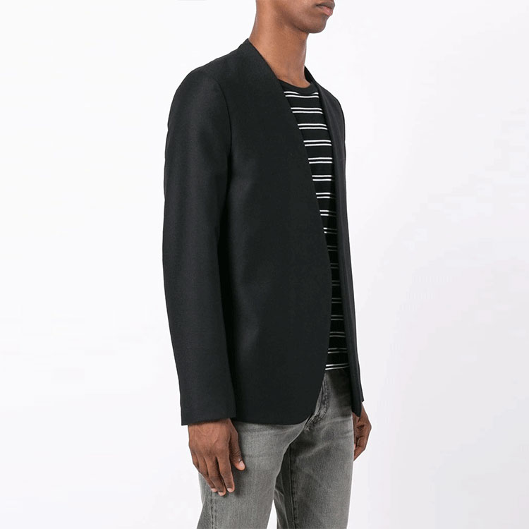 Shop Maison Margiela FW21 Blazer Negro Sin Cuello S50BN0318S47782900