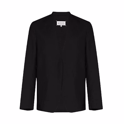 Maison Margiela FW21 Black Single-Breasted Collarless Slim Suit. S50BN0447S44330