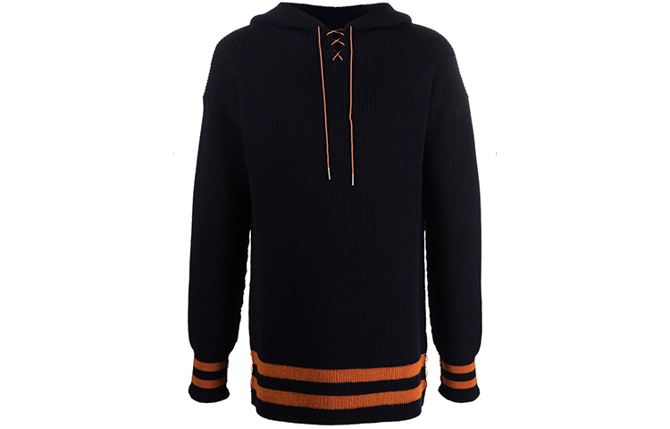 Maison Margiela FW21 Color Block Striped Navy Wool Knit Sweater - Blue S50HA1034S17862511F